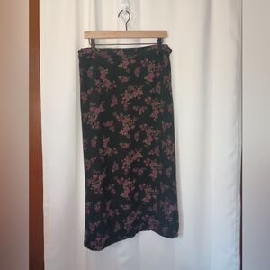 Vintage Rena Rowan Womens Fairy Grunge Midi Skirt 24W Dark Floral Whimsigoth